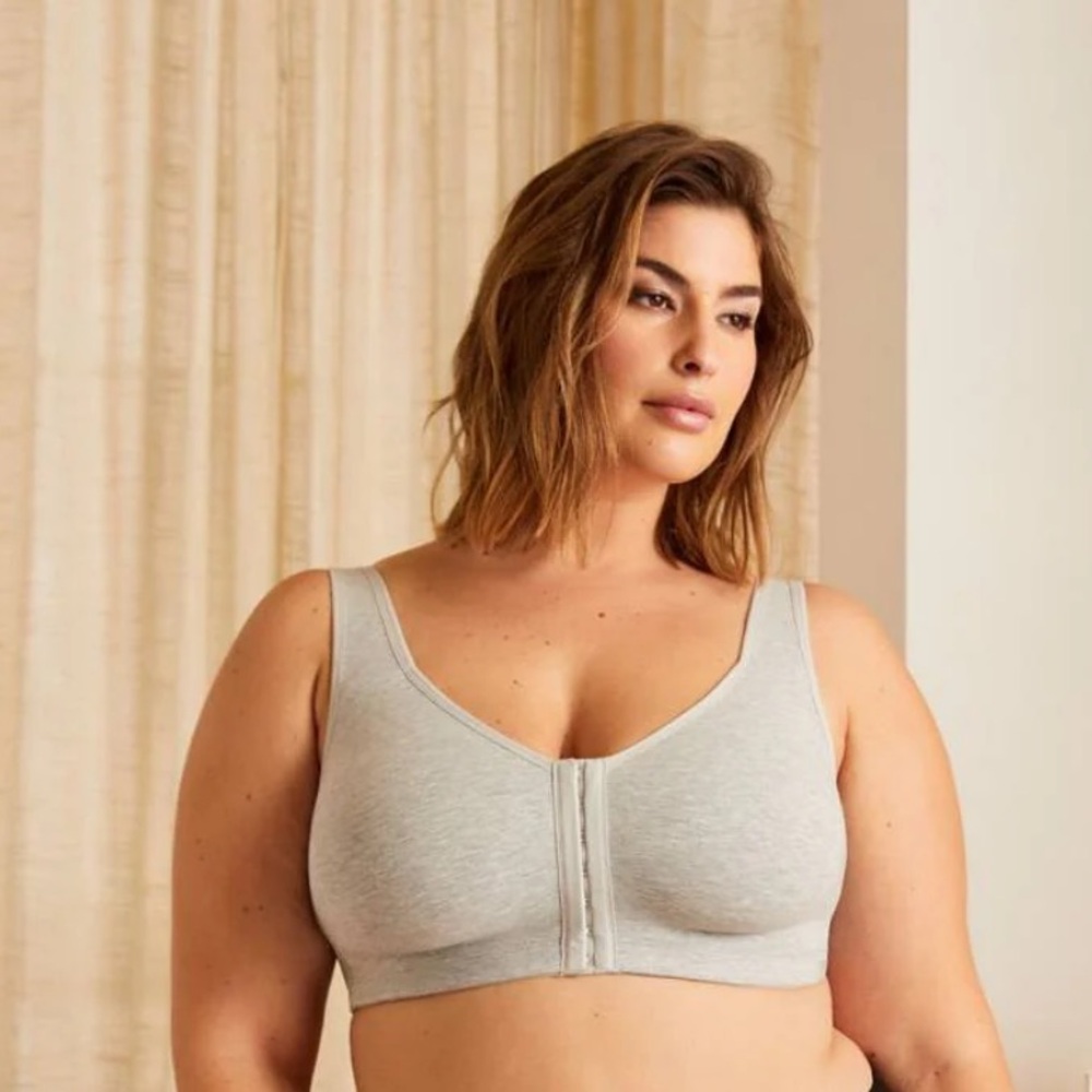 tiVOGLIO Front Closure Wireless Heather Cotton Bra - 40DD adjustable curvy